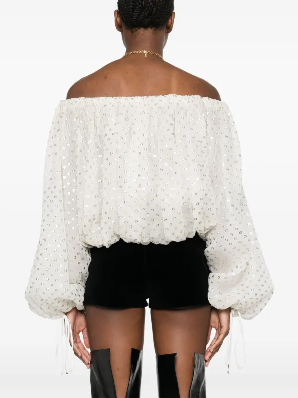 トップス SEE BY CHLOE Embroidered Sift blouse See By Chloé floral-print ruffle-collar Blouse | White