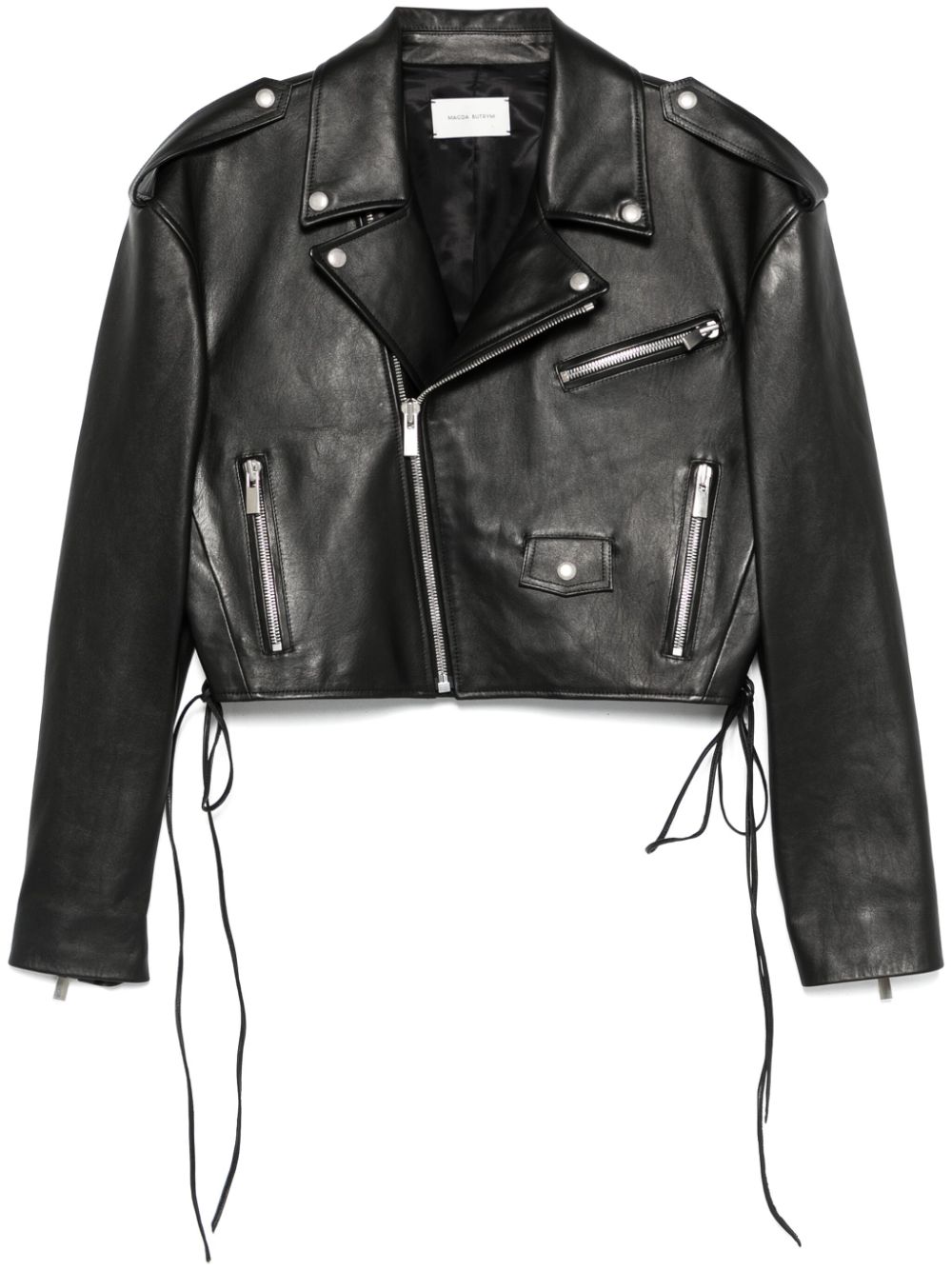 cropped leather biker jacket