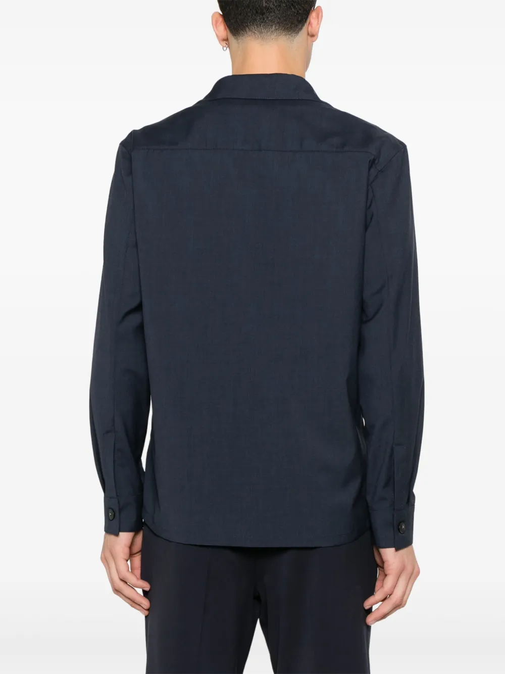 Canali Wollen overhemd Blauw