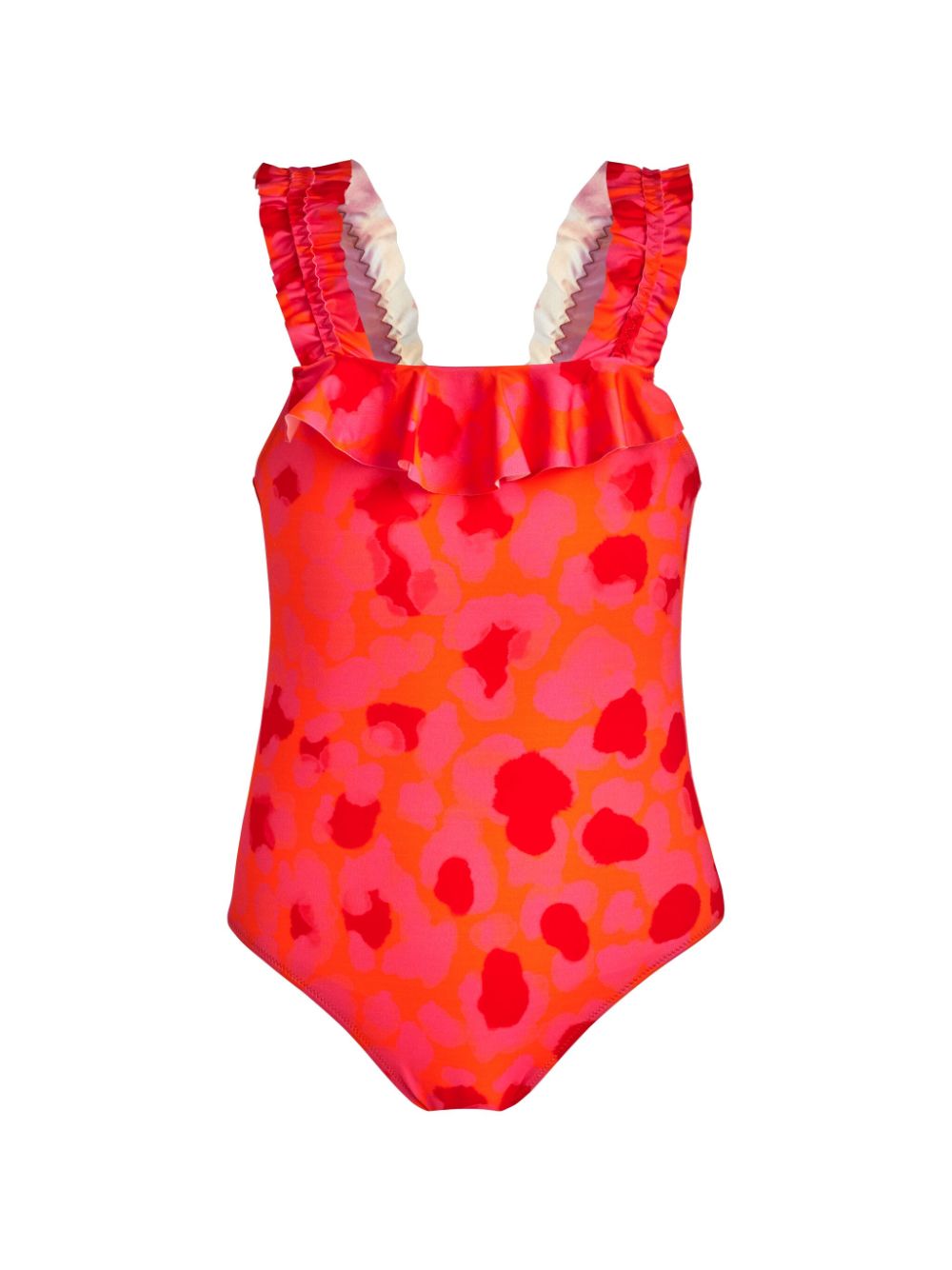 Vilebrequin Kids New Leopard badpak met ruches Oranje