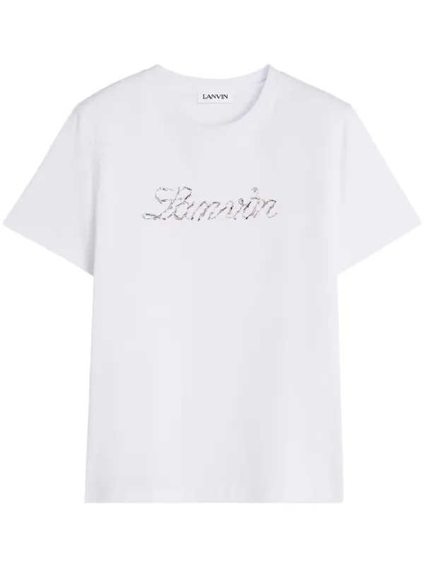 Lanvin Sequinned-logo T-shirt in White
