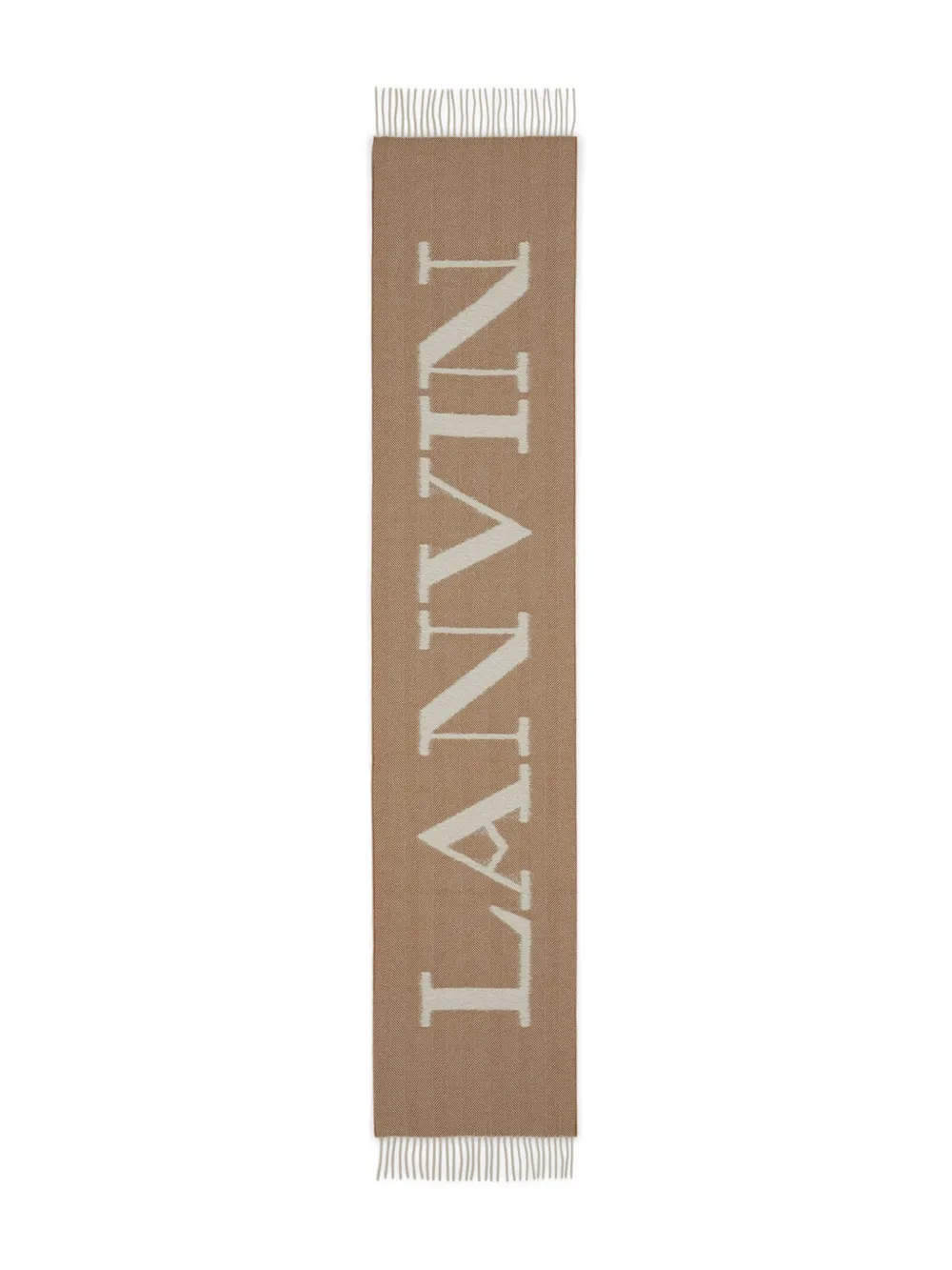 Lanvin Sjaal met visgraatpatroon Beige