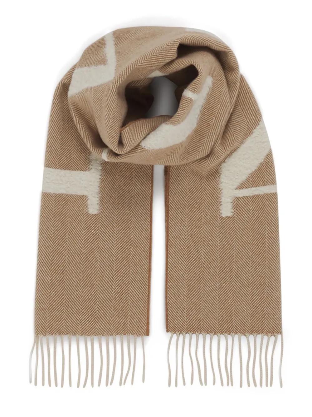 Lanvin Sjaal met visgraatpatroon Beige