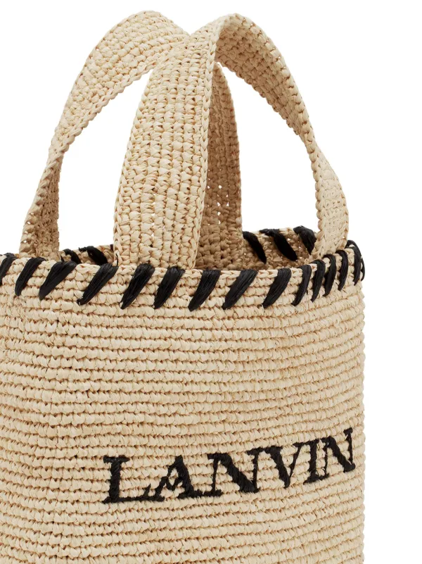 Lanvin logo-motif Raffia Tote Bag | Neutrals | FARFETCH