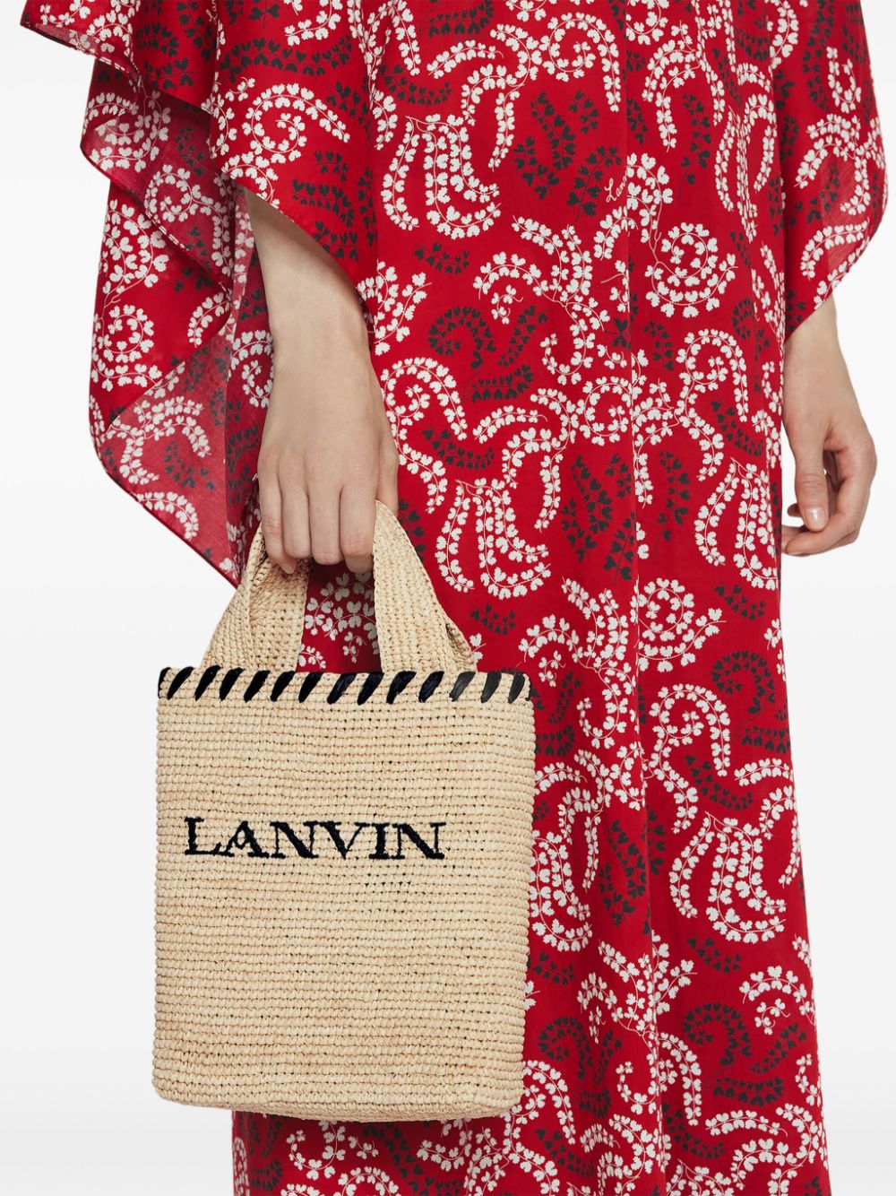 Lanvin Raffia shopper met logopatroon - Beige