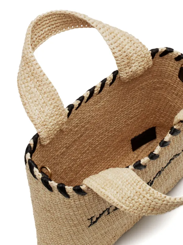 Lanvin logo-motif Raffia Tote Bag | Neutrals | FARFETCH