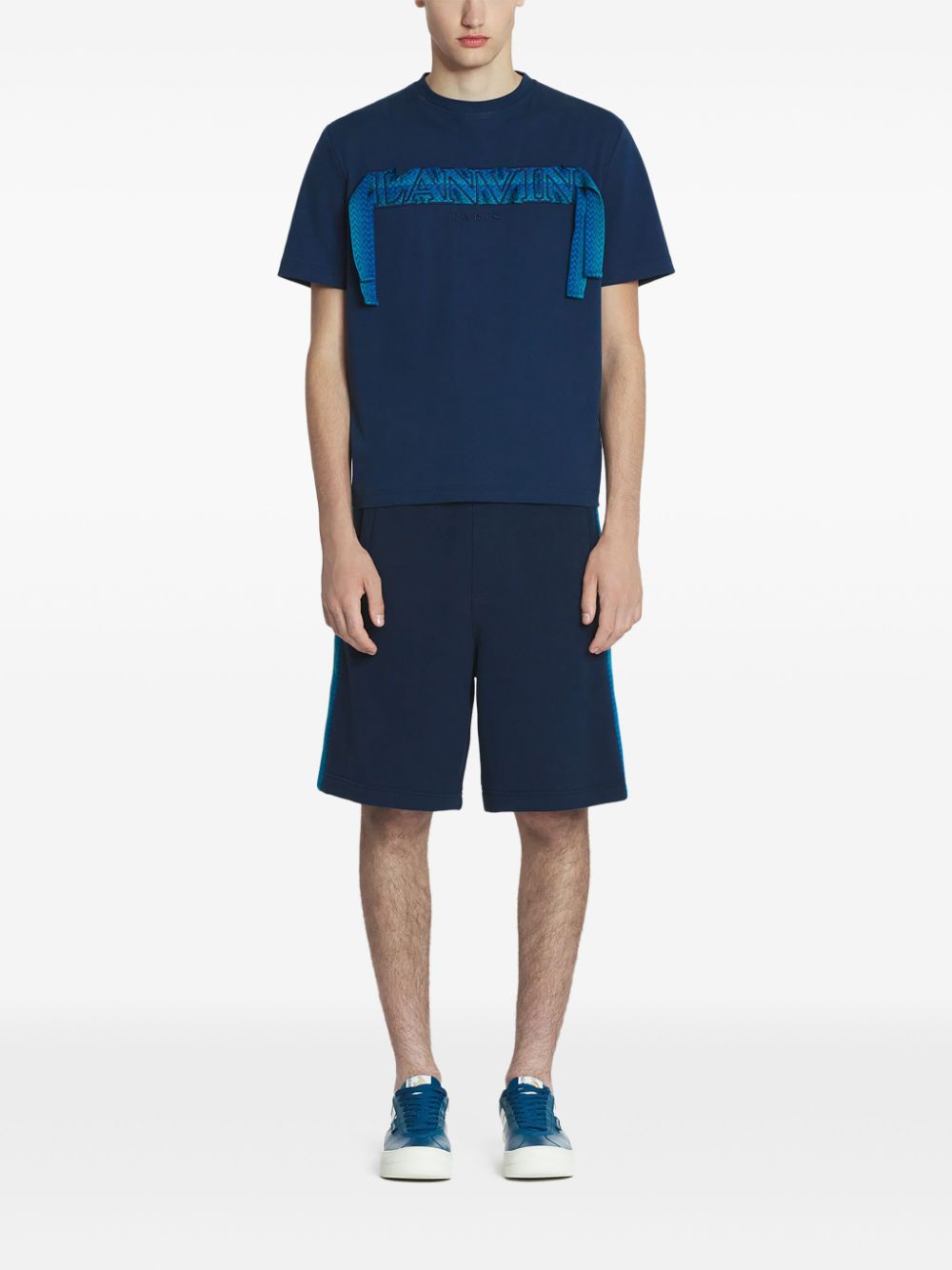 Lanvin Curb-stripe track shorts - Blauw