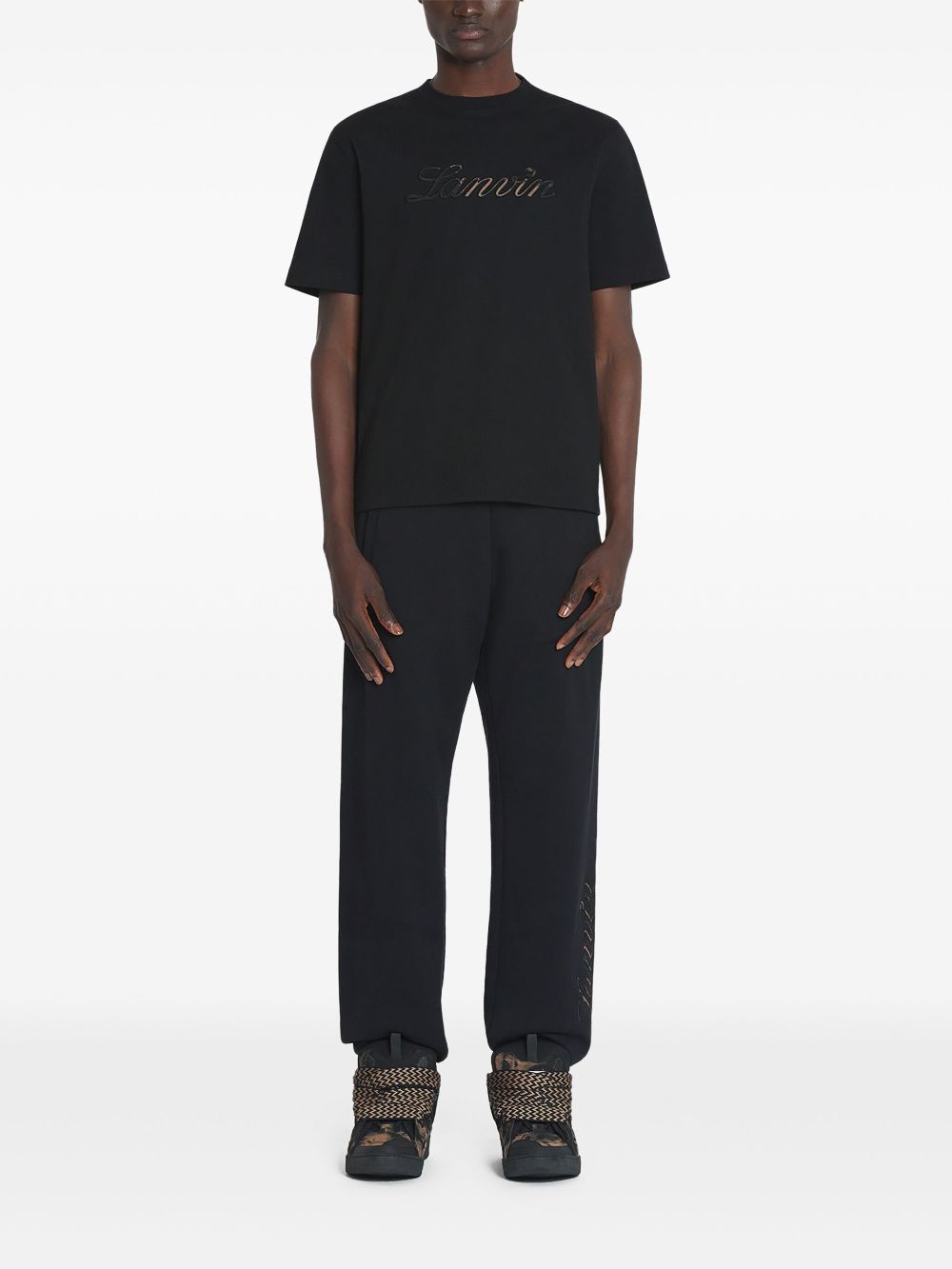 Lanvin T-shirt met geborduurd logo - Zwart