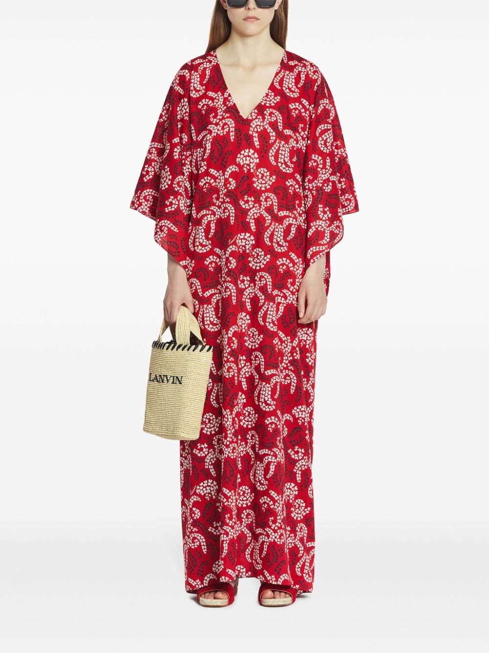 Lanvin floral-print kaftan - Rood