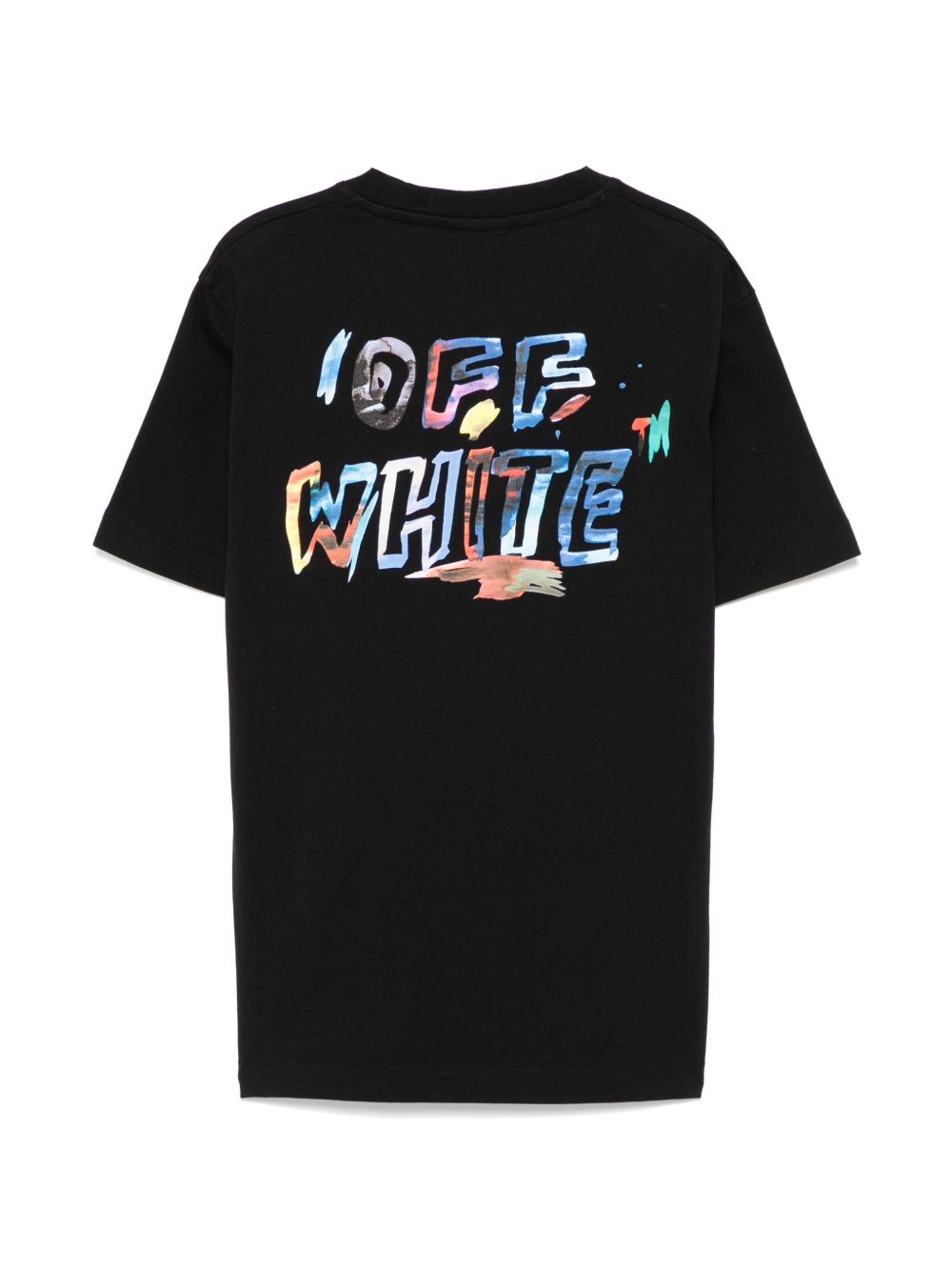 Off-White Kids T-shirt met waterverfprint - Zwart