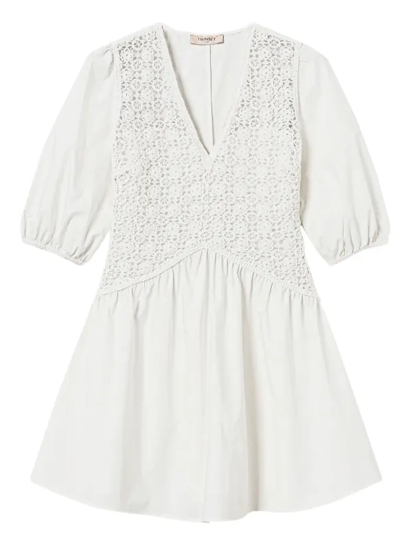 twinset crochet dress Short multicolour lurex crochet dress Woman, Beige