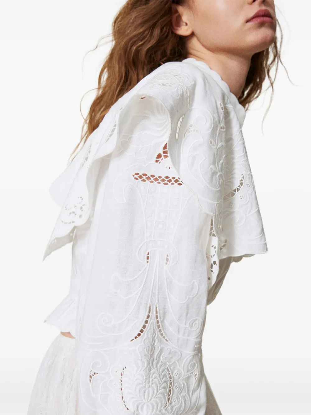 TWINSET Blouse van linnenblend 00282 WHITE SNOW