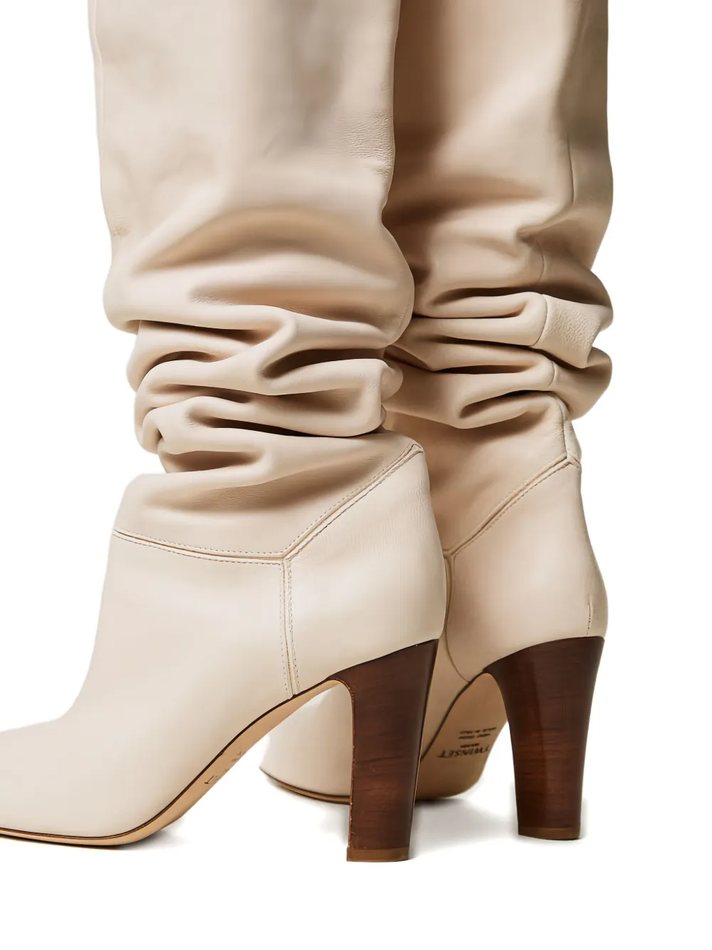TWINSET 90 mm nappa leren overknee laarzen Wit