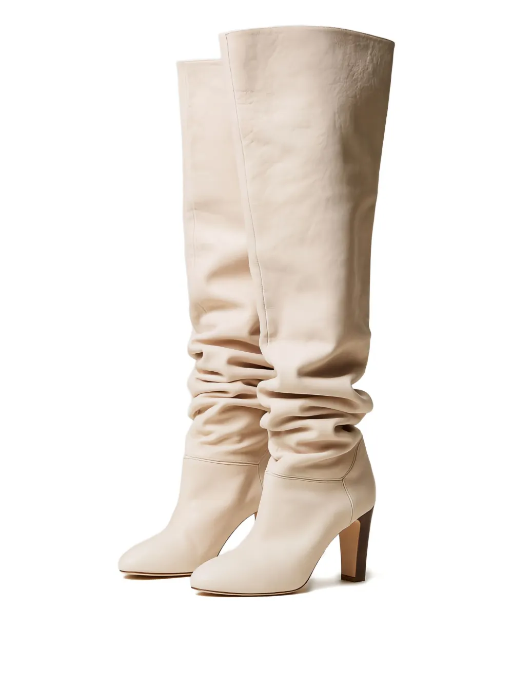 TWINSET 90 mm nappa leren overknee laarzen Wit
