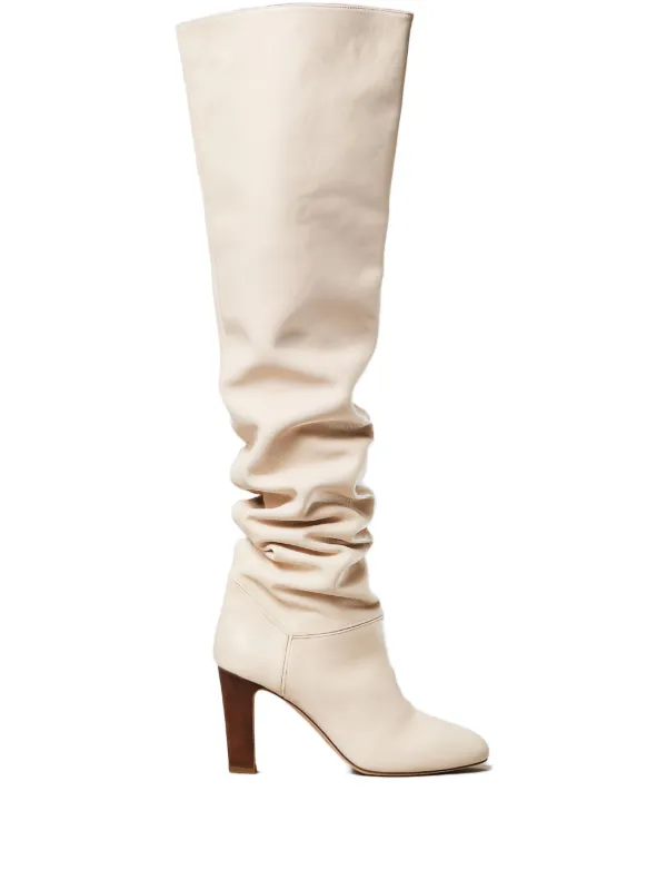 TWINSET 90mm Nappa Leather thigh-high Boots White