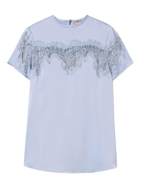 TWINSET top manga corta con paneles de encaje