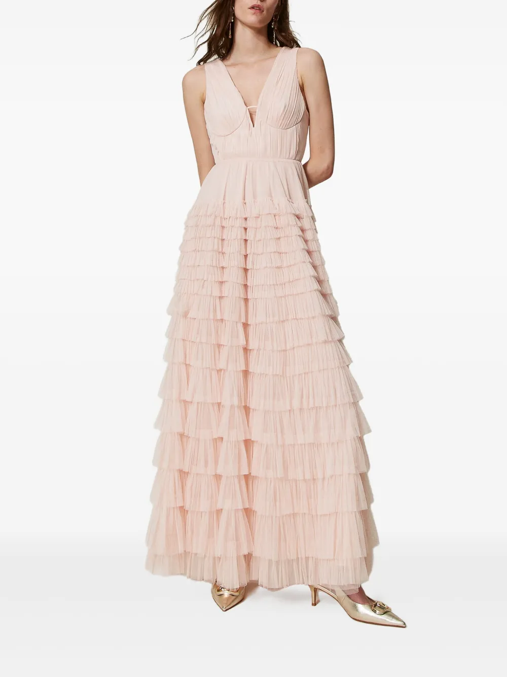 TWINSET tiered ruffled gown - Roze