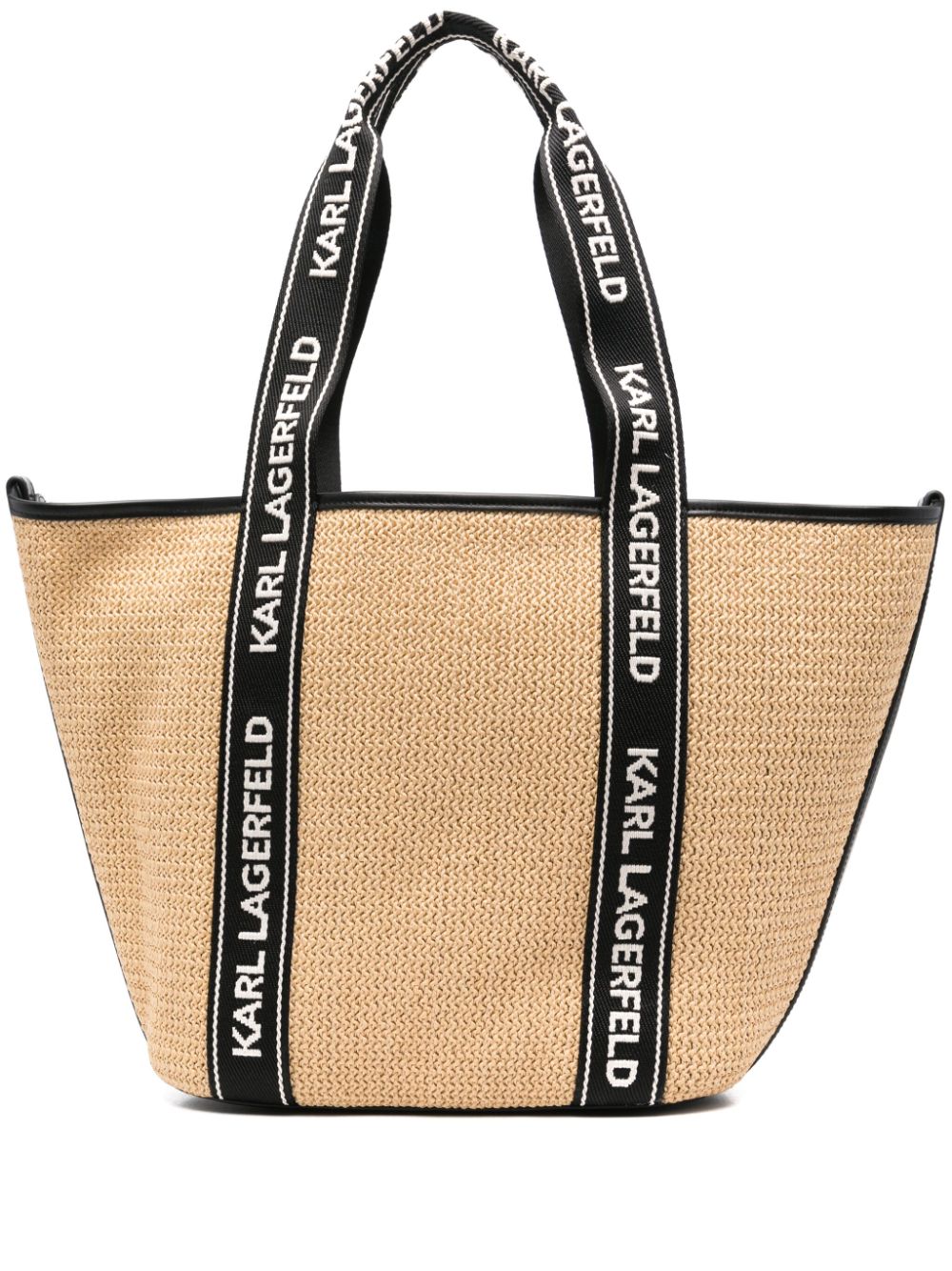 logo-patch raffia beach bag