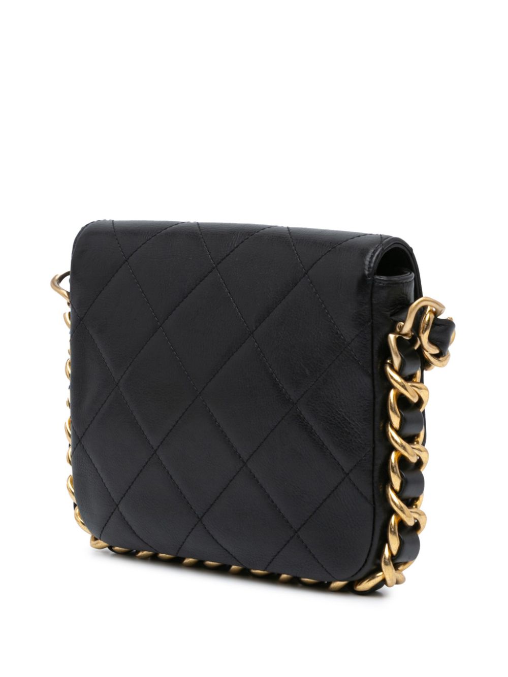 CHANEL Pre-Owned 2021-2024 Small Quilted Calfskin Framing Chain Flap crossbody bag - Zwart