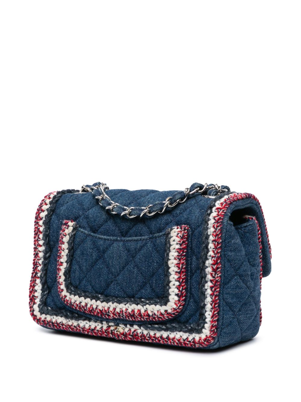 CHANEL Pre-Owned 2018 Mini Rectangular Classic Denim Tweed Framed Single Flap shoulder bag - Blue