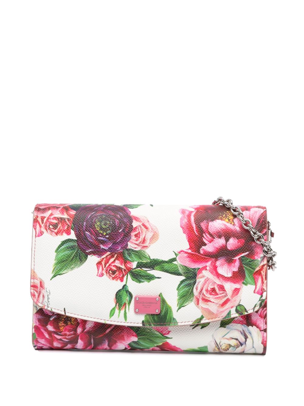 2018 Leather Floral Print Dauphine Wallet On Chain crossbody bag