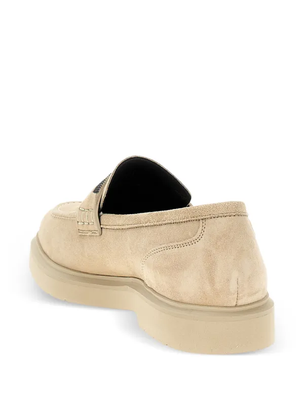 【関税＆送料込み】Brunello Cucinelli Beige Loafers With Mo Brunello Cucinelli Monili-trim Suede Loafers | Neutrals