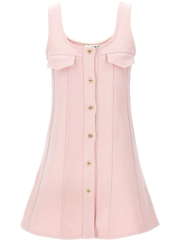 knee length dresses for ladies Pink Textured Cloqué Mini Dress GANNI Rosa main image 1