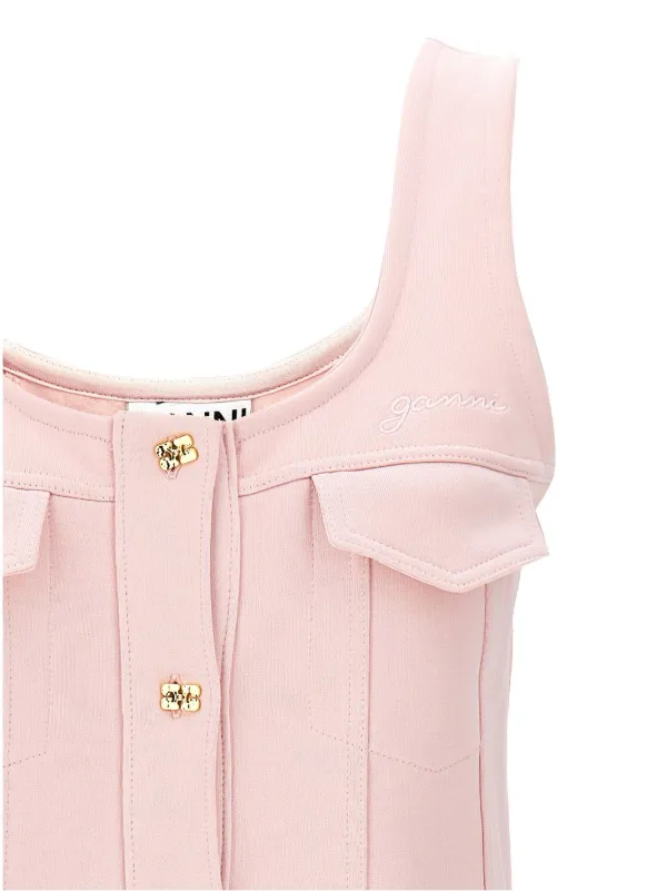 GANNI Aライン ミニドレス | ピンク | FARFETCH JP