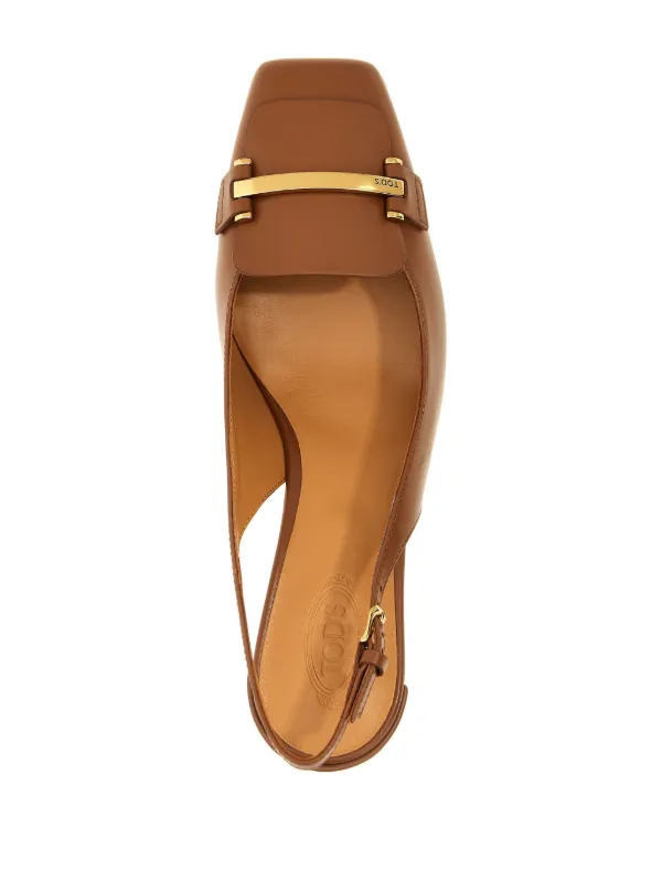 Tod's 50mm Leather Slingback Pumps | Brown | FARFETCH