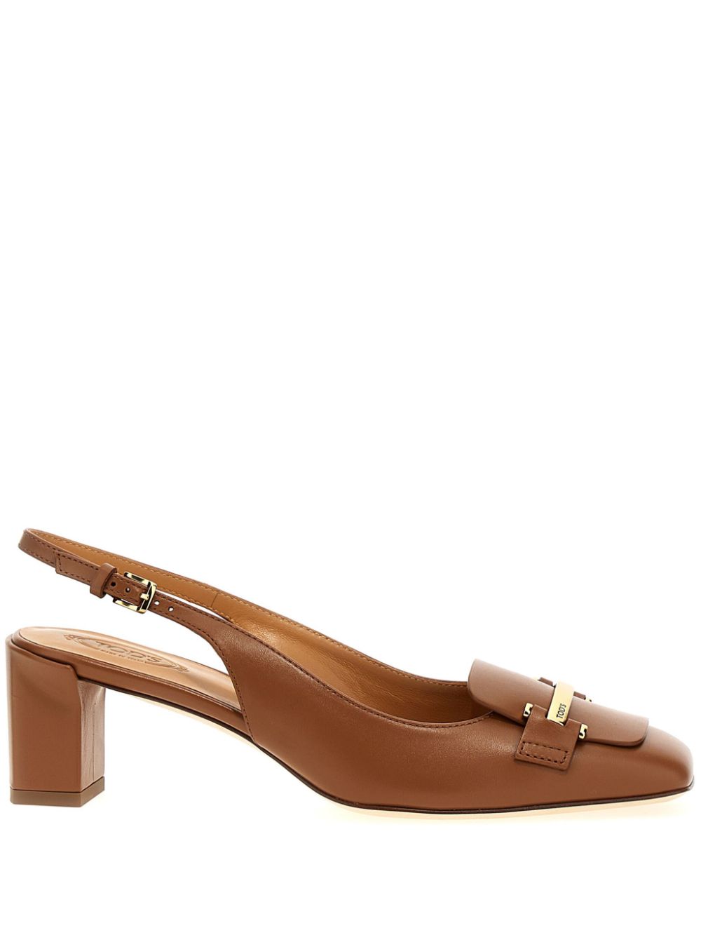 Tod's 50mm leather slingback pumps Brown