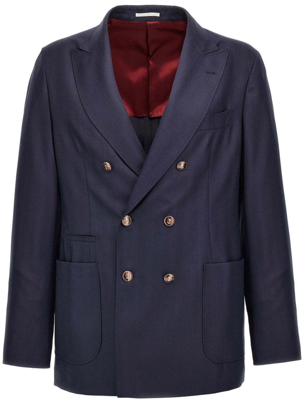 Brunello Cucinelli twill double-breasted blazer - Blue