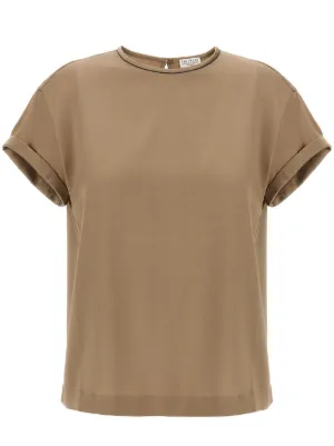 Tシャツ・カットソー BRUNELLO CUCINELLI Woman T-Shirt Beige MPTC8BJ310 C8539 Brunello Cucinelli T-shirts for Women – Farfetch