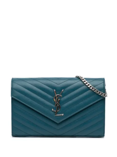 Saint Laurent Pre-Owned 2017 Grain De Poudre Matelasse Chevron Monogram Chain Wallet crossbody bag
