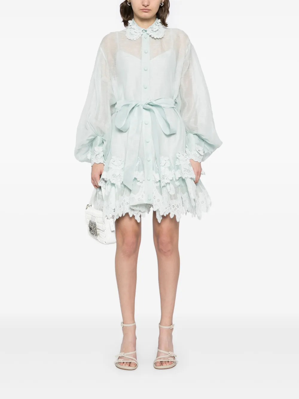ZIMMERMANN Crush blousejurk met kant - Blauw