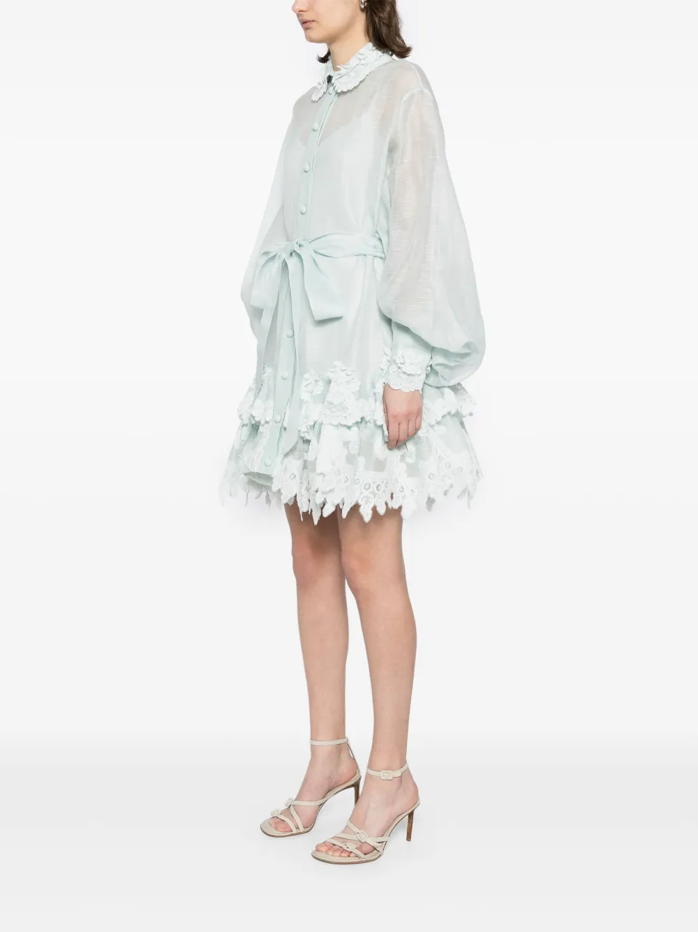 ZIMMERMANN Crush blousejurk met kant Blauw