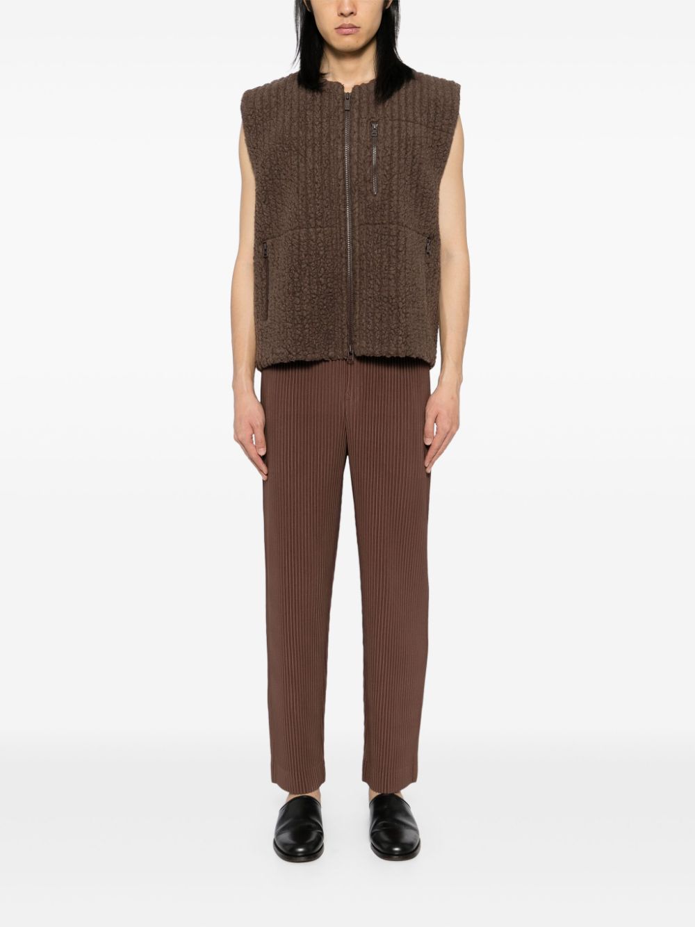 Homme Plissé Issey Miyake fleeced pleats gilet - Bruin