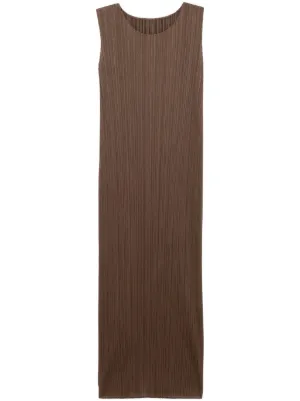 【美品】【Issey Miyake me】ノースリーブワンピース ダークブラウン PLEATS PLEASE ISSEY MIYAKE◇ノースリーブワンピース/3