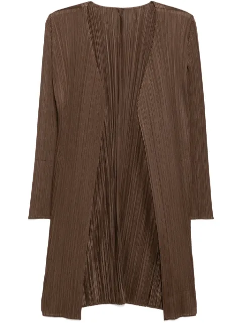 Pleats Please Issey Miyake chamarra larga con diseño plisado