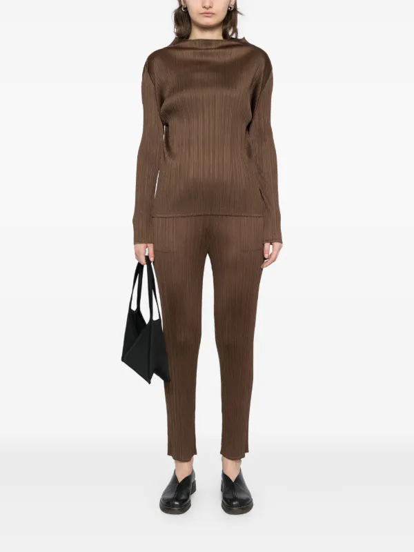 PLEATS PLEASE プリーツパンツ 焦茶色 Pleats Please Issey Miyake ベーシック パンツ | ブラウン