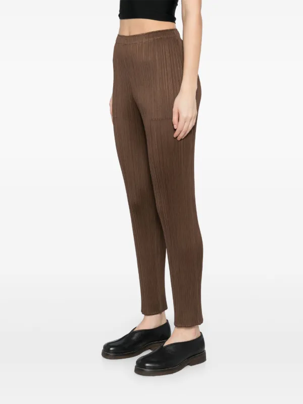 PLEATS PLEASE イッセイミヤケ ズボン ブラウン レディース M相当 PLEATS PLEASE ISSEY MIYAKE - PLEATS PLEASE ISSEY MIYAKE LEAP