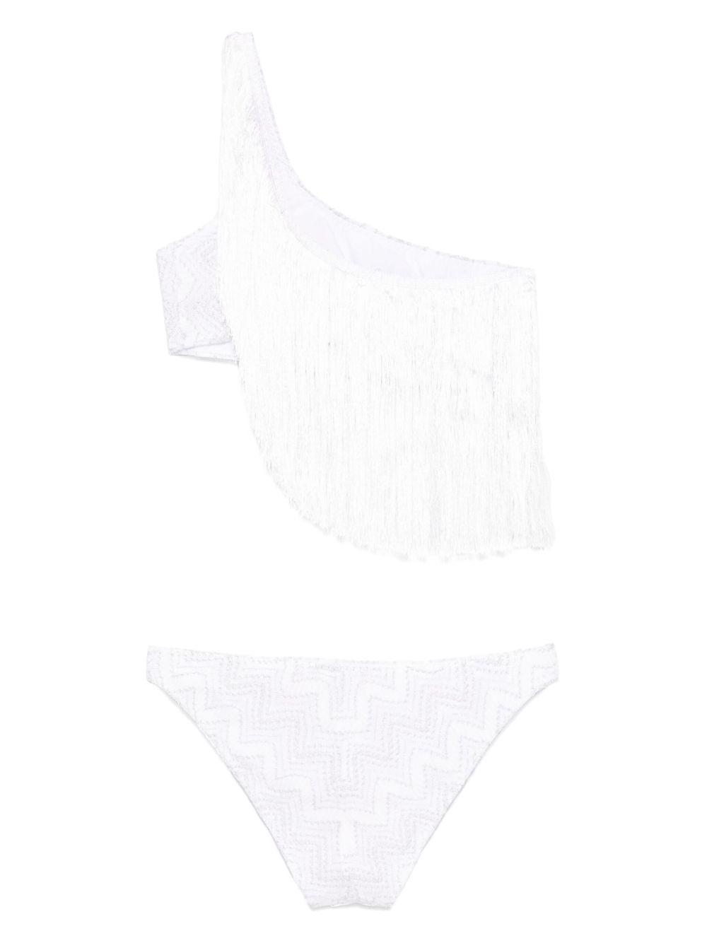 MISSONI ONE-SHOULDER FRINGED BIKINI