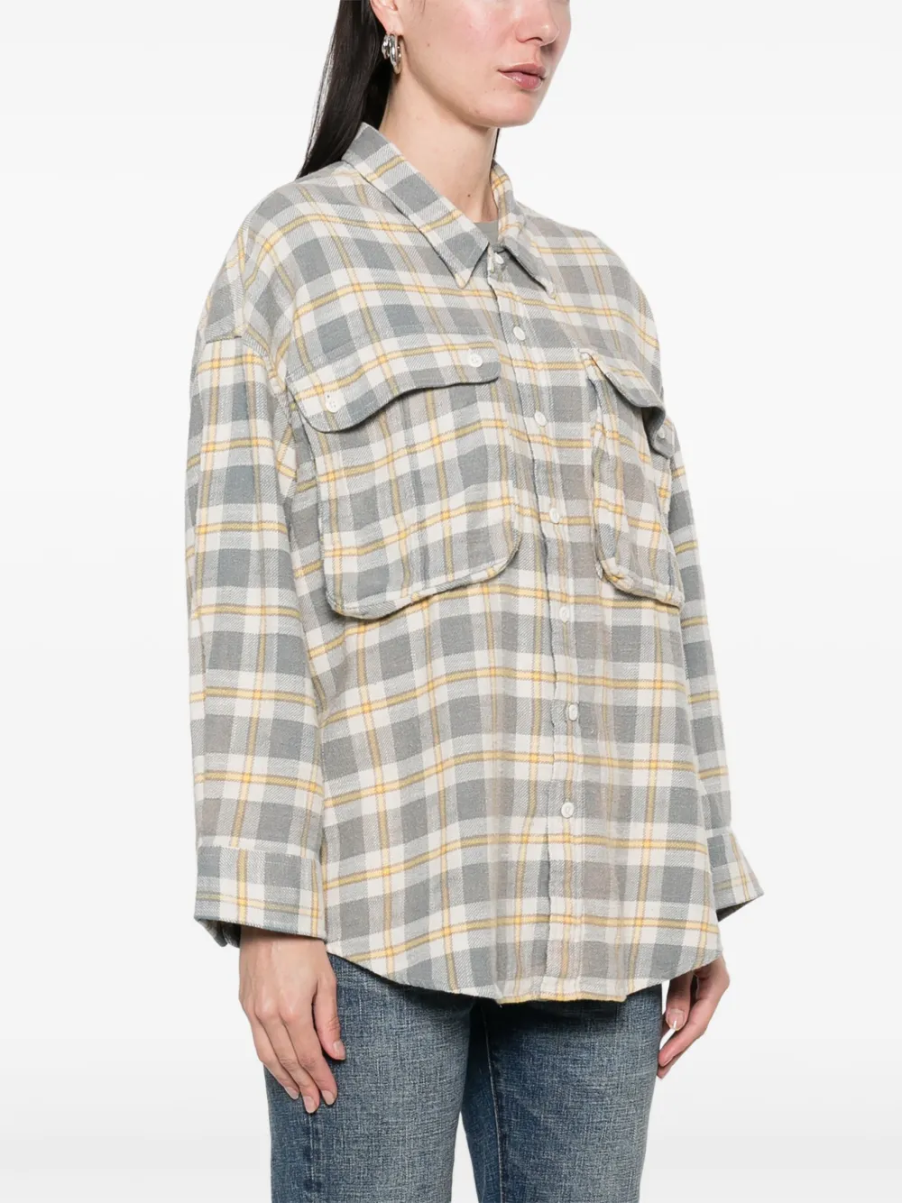 R13 Geruit blouse Wit