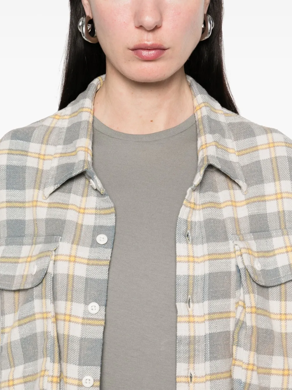 R13 Geruit blouse Wit