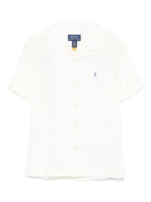 POLO RALPH LAUREN KIDS Camisa De Linho Mangas Longas | Branco