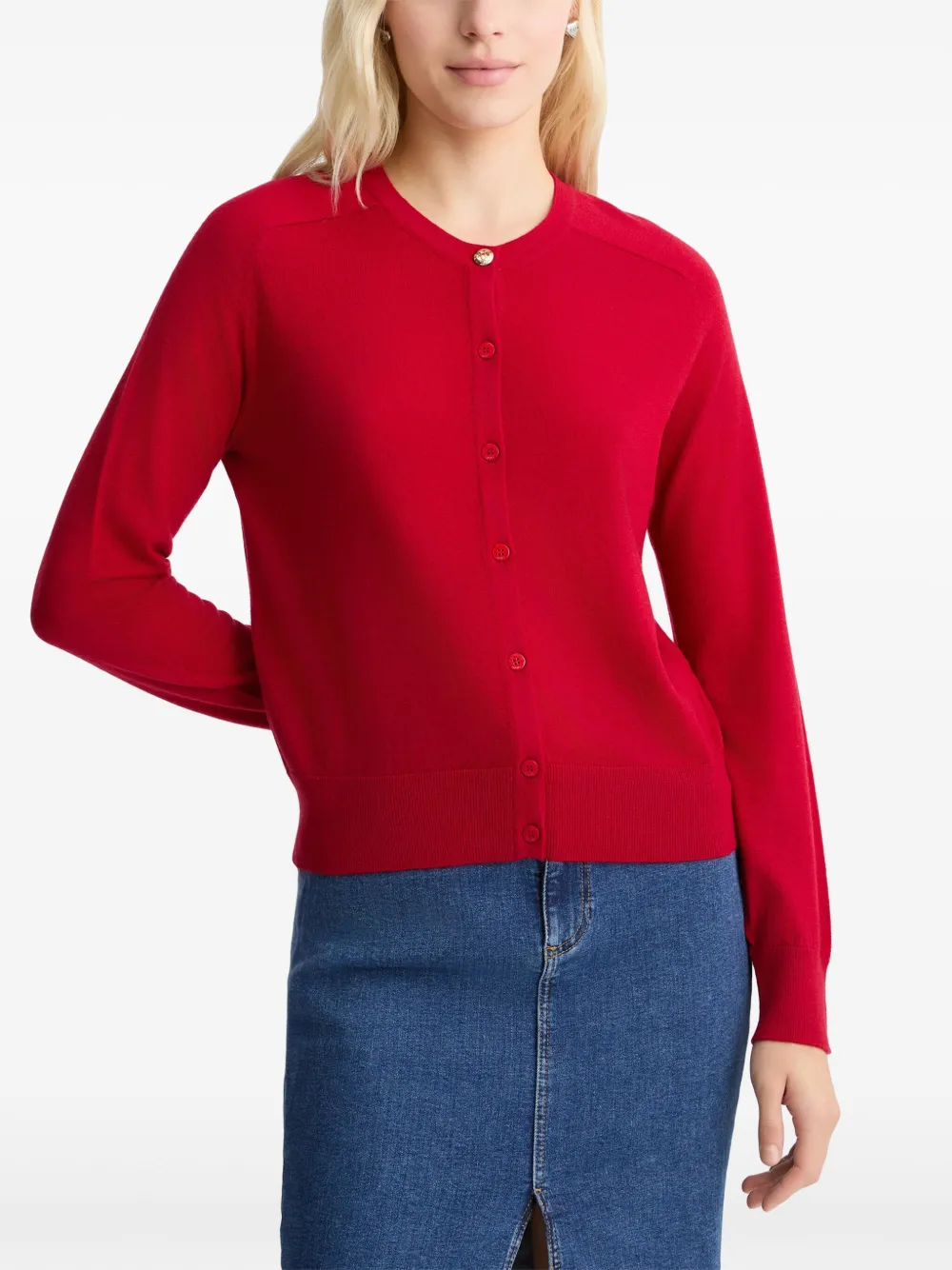 Shop Liu •jo Button-down Cardigan In Rot