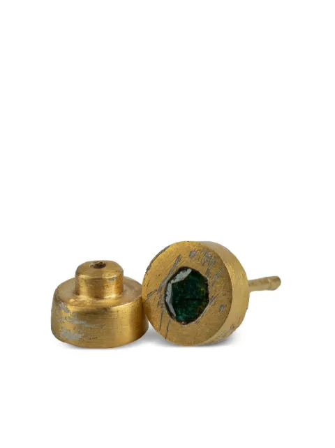 Parts of Four 18K gold-plated silver small stud blue diamond earring