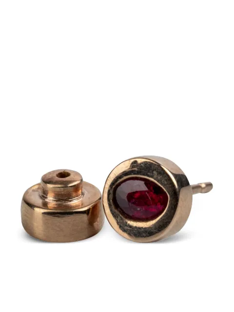 Parts of Four 18K rose gold-plated sterling silver ruby earring