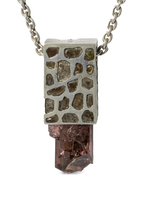 Parts of Four sterling silver Talisman Cuboid diamond and rubellite necklace