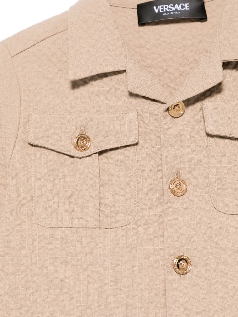 Versace Kids Seersucker shirt Bruin