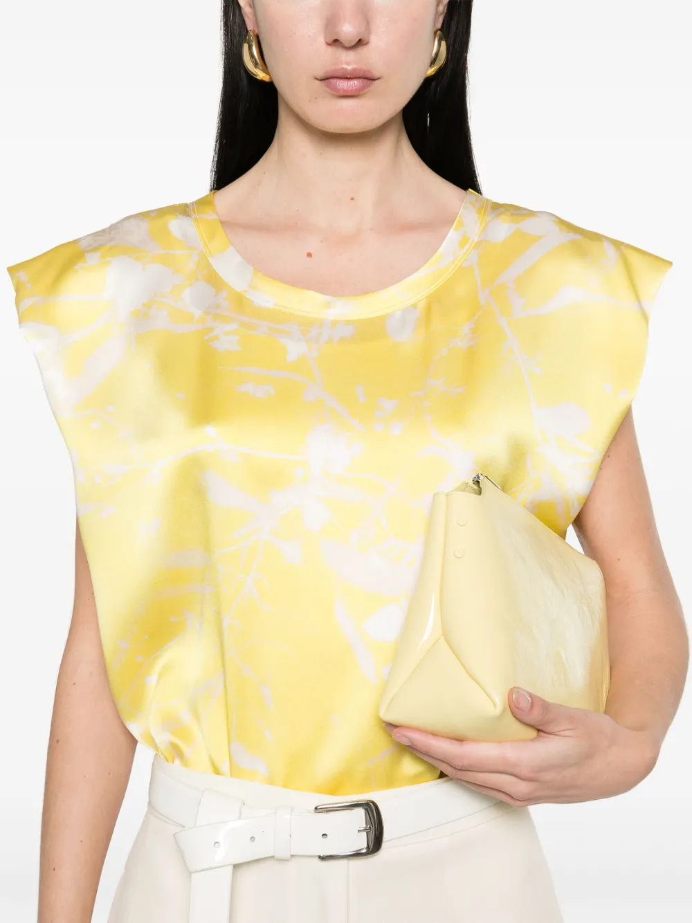 Shop Fabiana Filippi Silk Top In Yellow
